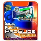 Recambio Cargador Afeitar 5 Hojas Power Fusion Proglide, Gillette, Paquete 3 U