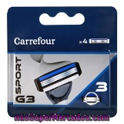 Recambio Maquinilla 3 Hojas G3 Sport Carrefour 4 Ud.