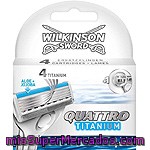 Recambio Para Maquinilla De Afeitar De Cuatro Hojas Quattro Titanium Wilkinson 4 Ud.