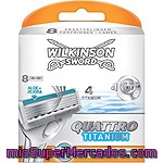 Recambio Para Maquinilla De Afeitar De Cuatro Hojas Quattro Titanium Wilkinson 8 Ud.