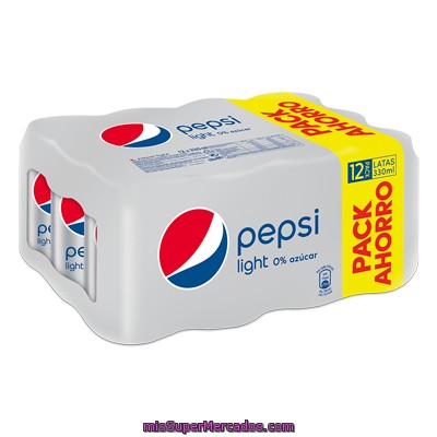 Refresco De Cola Light Pepsi Pack 12 Latas De 33 Centilitros