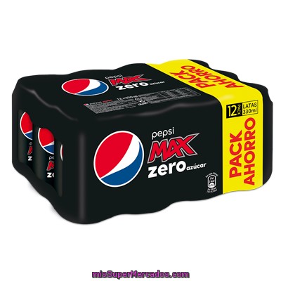 Refresco De Cola Max Zero Azúcar Pepsi Pack De 12x33 Cl.
