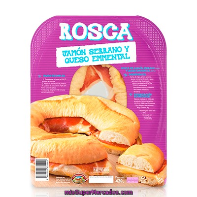 Rosca Fresca Jamon Curado Queso Emmental, Hacendado, U 420 G