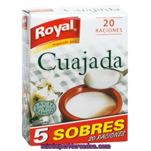 Royal Cuajada Azucarada Para Preparar 5 Sobres Estuche 60 Grs