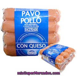 Salchicha Pavo/pollo Queso, Hacendado, Paquete 2 X 200 G - 400 G