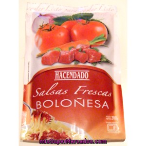 Salsa Fresca Bolognesa, Hacendado, Sobre 140 G