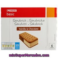 Sandwich De Vainilla-chocolate Eroski Basic, Pack 6x100 Ml