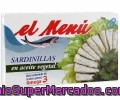 Sardinillas En Aceite Vegetal 7/10 Piezas El Menú Lata 65 Gramos