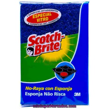 Scotch Brite Estropajo Con Esponja No Raya Tamaño Grande Especial Vitrocerámica Envase 1 Unidad