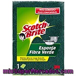 Scotch Brite Estropajo Fibra Verde Con Esponja Tamaño Grande Envase 1 Unidad