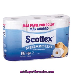 Scottex Papel Higienico Megarrollo Paquete 6 Ud