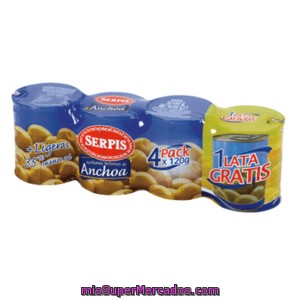 Serpis Aceitunas Rellenas De Anchoa Latas 4 X 120 Gr