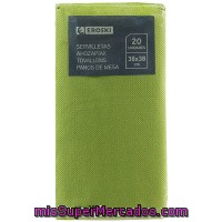 Servilletas Verdes 38x38 Eroski, Paquete 20 Unid.