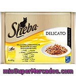 Sheba Delicato Selección De Aves En Gelatina Para Gatos Pack 4 Bolsa 85 G