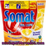 Somat Gel Caps Detergente Lavavajillas Gel Poder Brillante Concentrado Limón Bolsa 14 Cápsulas