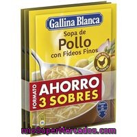Sopa De Pollo Con Fideos Gallina Blanca, Pack 3x97 G