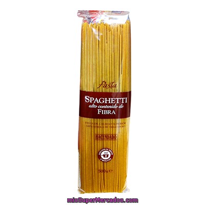 Spaghetti Fibra Pasta, Hacendado, Paquete 500 G