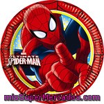 Spiderman Plato Decorado Redondo 18 Cm Paquete 8 Unidades
