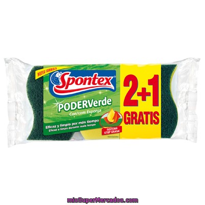 Spontex Poder Verde Estropajo Con Esponja Eficaz Y Limpio Envase 2 Unidades