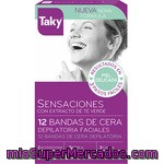 Taky Sensaciones Bandas Depilatorias Faciales Con Extracto De Té Verde Para Piel Delicada Caja 12 Unidades