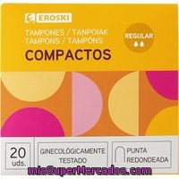 Tampón Compacto Normal Eroski, Caja 20 Unid.