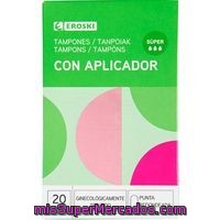 Tampón Con Aplicador Super Eroski, Caja 20 Unid.