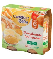 Tarrito De Zanahorias Con Ternera Carrefour Baby Pack De 2x250 G.