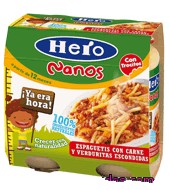 Tarrito Espaguetis Con Carne Y Verduritas Escondidas Nanos A Partir De 12 Meses, Hero Baby, Pack 2 X 250 G - 500 G