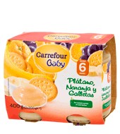 Tarrito Plátano, Naranja Y Galletas Carrefour Baby Pack De 2x200 G.
