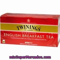Té English Breakfast Twinings, Caja 25 Sobres