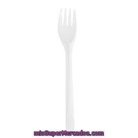 Tenedor Desechable Plastico Grande Blanco, Bosque Verde, 50 U