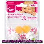 Tigex Chupetes Fisiológicos Con Tetina De Látex +6 Meses Buho Rosa Blister 2 Unidades