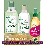 Timotei Kit De Reparación Y Brillo Con Champú Fresco Y Fuerte Frasco 400 Ml + Acondicionador Frasco 300 Ml + Aceite De Belleza De Regalo