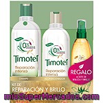 Timotei Kit Reparación Y Brillo Con Champú Reparación Intensa Frasco 400 Ml + Acondicionador Frasco 300 Ml + Aceite De Belleza De Regalo