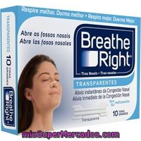 Tira Nasal Transparente Breathe Right, Caja 10 Unid.