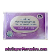 Toallitas Faciales Desmaquilladoras Cara Y Ojos Piel Normal- Mixta (color Morado), Deliplus, Paquete 25 U