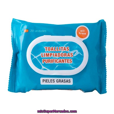 Toallitas Faciales Limpiadoras Purificantes Piel Grasa, Deliplus, Paquete 20 U