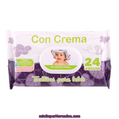 Toallitas Humedas Bebe Con Crema Hidratante Y Aloe Vera, Deliplus, Paquete 24 U