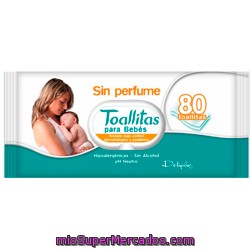 Toallitas Humedas Bebe Sin Perfume, Deliplus, Paquete 80 U