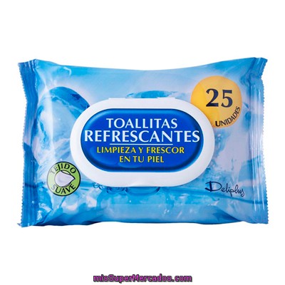 Toallitas Humedas Refrescantes Tejido Suave, Deliplus, Paquete 25 U