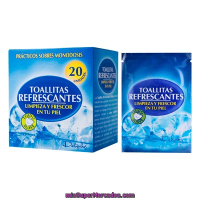 Toallitas Humedas Refrescantes Tejido Suave (envase Individual), Deliplus, Paquete 20 U