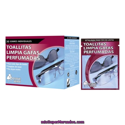 Toallitas limpiagafas perfumadas, bosque verde, paquete 30 u, precio  actualizado en todos los supers