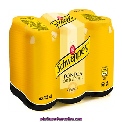 Tónica Original Schweppes Pack De 6 Latas De 33 Centilitros