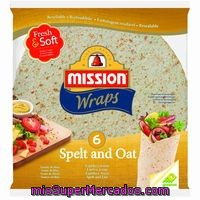 Tortitas Wraps Con Espelta-avena Mission, 6 Unid., Paquete 370 G