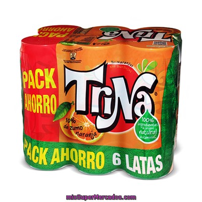 Trina Naranja Sin Burbujas Pack Ahorro 6 Latas 33 Cl