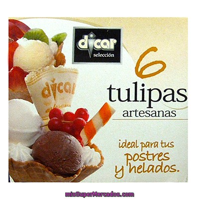 Tulipa De Barquillo Chocolate Para Helado Y Postre, Dicar, Caja 6 U - 147 G