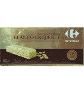 Turrón De Chocolate Blanco Crujiente Con Arroz, Leche, Almendras Y Avellanas Carrefour 300 G.