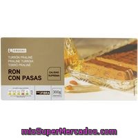 Turrón Praliné De Ron Con Pasas Eroski, Caja 300 G