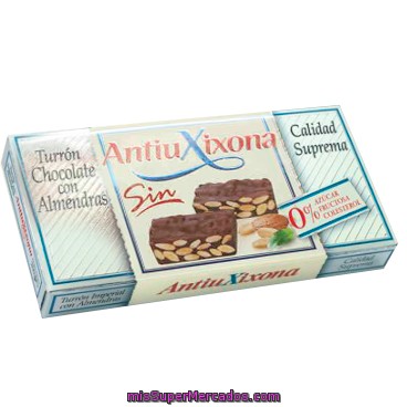 Turron Sin Azucar Chocolate Almendra *navidad*, Antiu Xixona, Pastilla 200 G