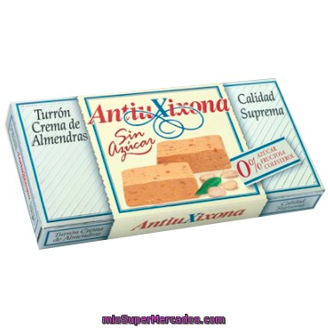 Turron Sin Azucar Crema De Almendra (blando) *navidad*, Antiu Xixona, Pastilla 200 G